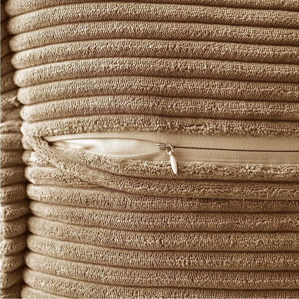 Tan Striped Texture Corduroy Decorative Farmhouse Luxury Soft Pillow Cover Set